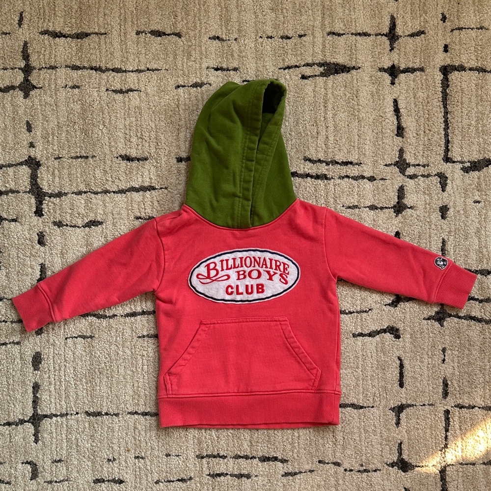 Billionaire Boys Club Kids Lodge Pullover Hoodie in Pink/Green, Size 2T